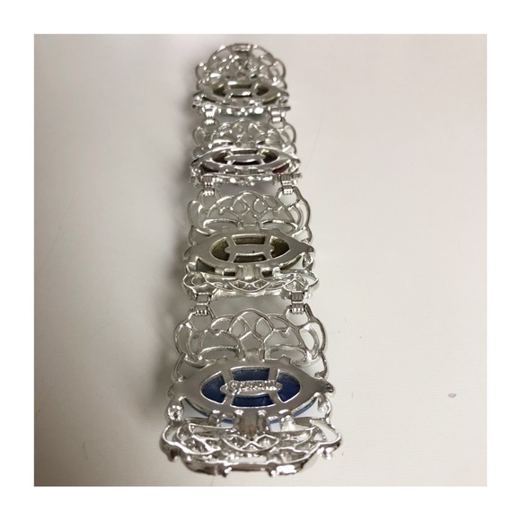 Vintage SARAH COVENTRY Silver Tone Filigree Link Bracelet w/ Multi-color Lucite - Picture 12 of 16